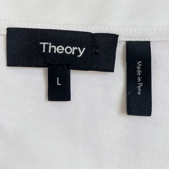 Theory Maas Atmos Light Top Shirt Women's Large White Minimalist 3/4 Sleeve - Picture 5 of 9